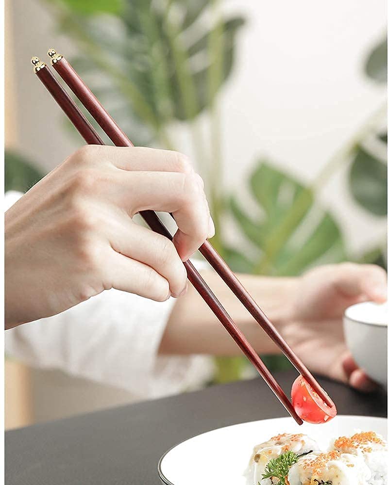 Palillos Reutilizables japoneses Palillos de Metal Palillos Reutilizables Set dees, Palillos japoneses con Caja Palillos de Madera Natural para Sushi Fideos arroz Apto para lavavajillas (Col