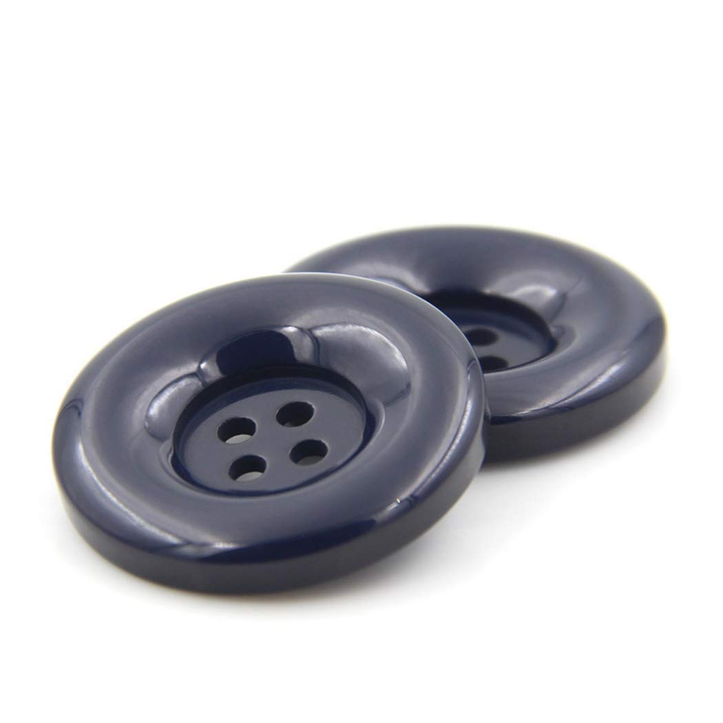 ZoTuoART Round Resin Buttons, Four-Hole, Flat, Replacement Buttons for Coats Shirts Trousers Clothing Accessories DIY Sewing Craft, Navy Blue, 38mm(1.5''), 10Pcs