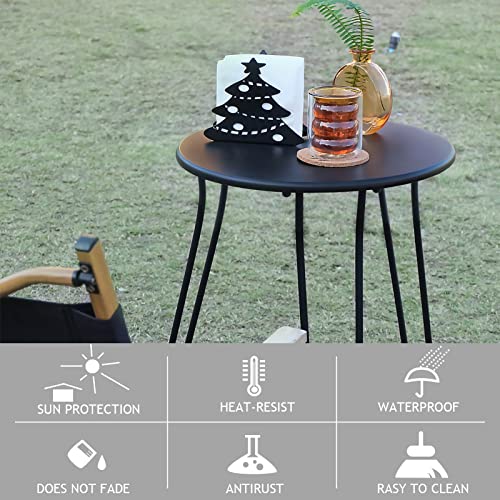 NAISQAQ Small Patio Side Table, Weather Resistant Anti-Rust Outdoor Metal Patio Round End Table, Outdoor End Table for Garden, Porch, Balcony, Yard, (Black) by NAISQAQ - Used condition - Image 4