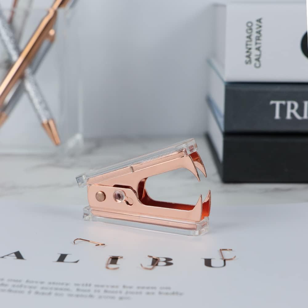 Staples Remover Rose Gold Clear Acrylic Staple Puller
