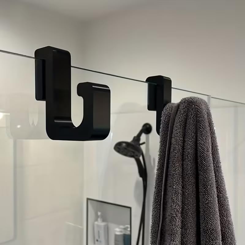 2PCS Black Bathroom Hook,Suitable for Towels,Clothes.Made of Stainless Steel.Suitable for Bathrooms,Kitchens and Home Organization.No Installation Required.Easy and Quick to Use.