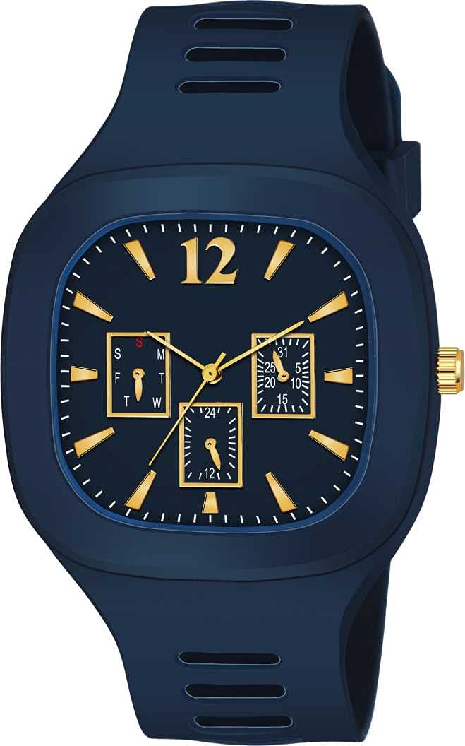 Lunsumio Mens Metal Silicone Band Square Shape Buckle Clasp Casual wear Analogue Watch (H-S-1024_Blue) (B0CKBSZFZM) Amazon Price History, Amazon Price Tracker
