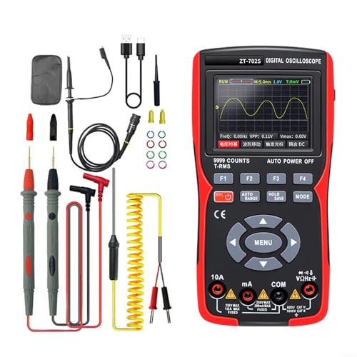 Hasaller Kit oscilloscopio fai da te 2 in 1 multimetro digitale TRMS con oscilloscopio portatile automobilistico 10 MHz display a colori 9999 conteggi misuratore di portata ricaricabile con memoria