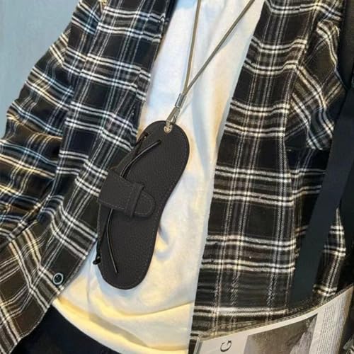 Image of FASHIXD Glasses Case Portable Travel Sunglass Case with Lanyard Eyeglass Pouch Bag Sunglass Holder for Purse For Women Men (Classic-Black)