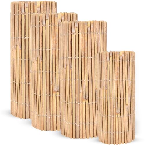 LOIBUYZ Slat Fence - Garden Privacy Screen - Natural Bamboo Fence Screening, Fence Panels for...
