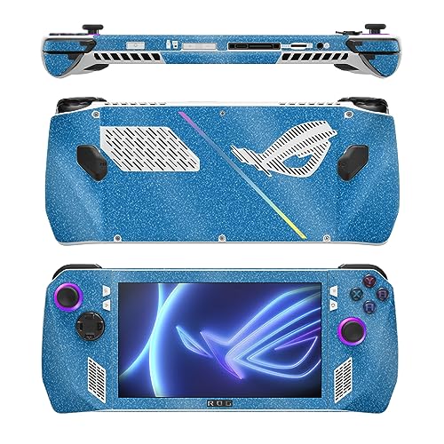 Image of MightySkins Glossy Glitter Skin Compatible with Asus ROG Ally - Solid Blue | Protective, Durable High-Gloss Glitter Finish | Easy to Apply, Remove, and Change Style