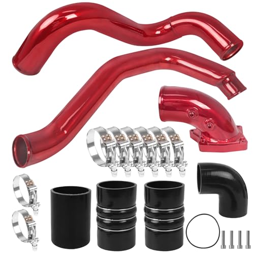 Turbo Intercooler kit Pipe Boot and Intake Elbow for 2003-2007 Ford F250 F350 F450 F550 Super Duty Intercooler Pipe Boot kit 6.0L Powerstroke Diesel-Red