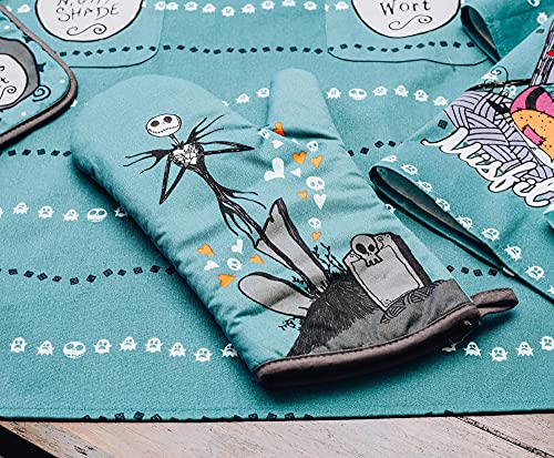 The Nightmare Before Christmas Jack And Sally Oven Mitt | Official Disney Kitchen Accessories And Household Items, Housewarming Gift | Thick Heat Resistant Gloves For Cooking And Baking #TOP5