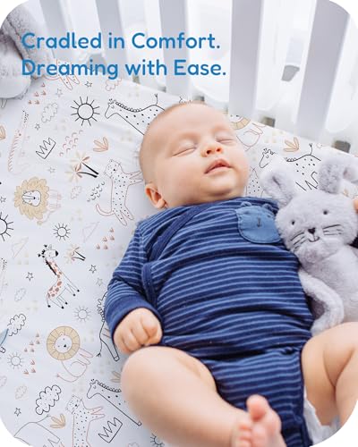 Image of Pack and Play Sheets Fitted 2 Pack, 38x26 Graco Pack n Play Sheets for Playard & Travel Crib Mattress, Ultra Soft Jersey Knit, Breathable Stretchy Deep Pocket, Compatible with Mini Cribs