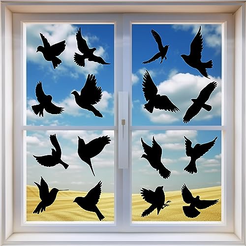 16 grandi adesivi per finestre anti-collisione, sagome autoadesive per uccelli. Previene collisioni di uccelli e persone con vetri delle finestre. Adatto a tutti i tipi di finestre