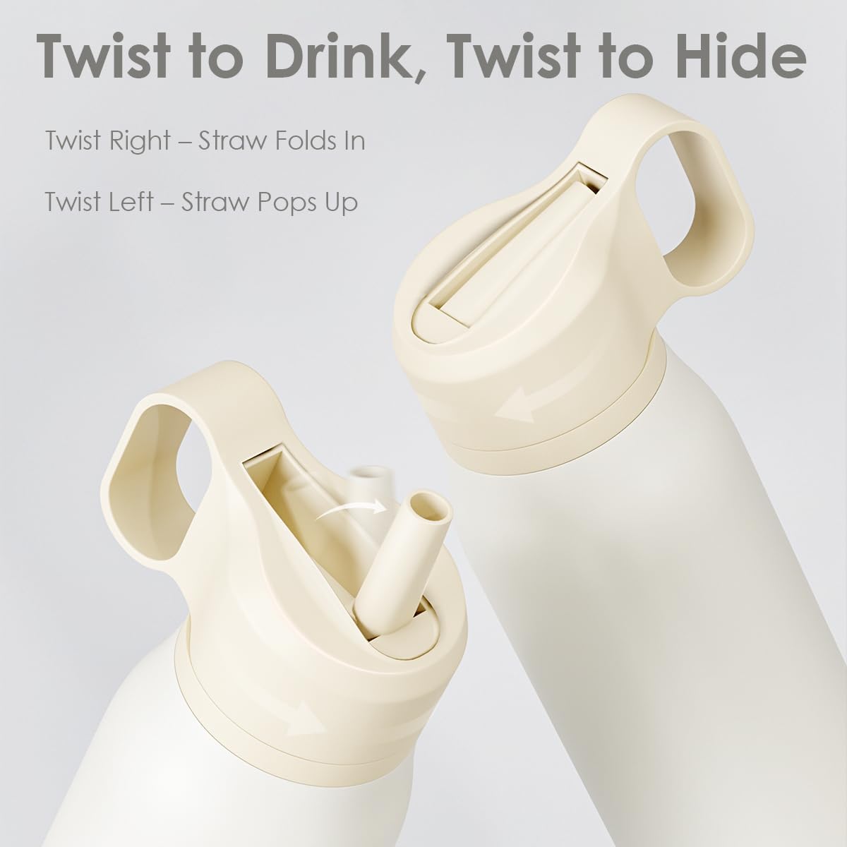 Water Bottle with Twist Lid Insulated Stainless Steel 20oz,Travel Water Bottles for Sports & Gym, Gift for Women Men Birthday Christmas (White) - Image 2