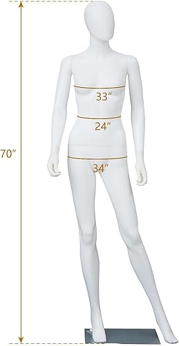 Miniatura 7 de kinbor Maniquí femenino de cuerpo completo  Maniquí de 70 pulgadas de cuerpo completo, maniquí de plástico femenino con cabeza ajustable y