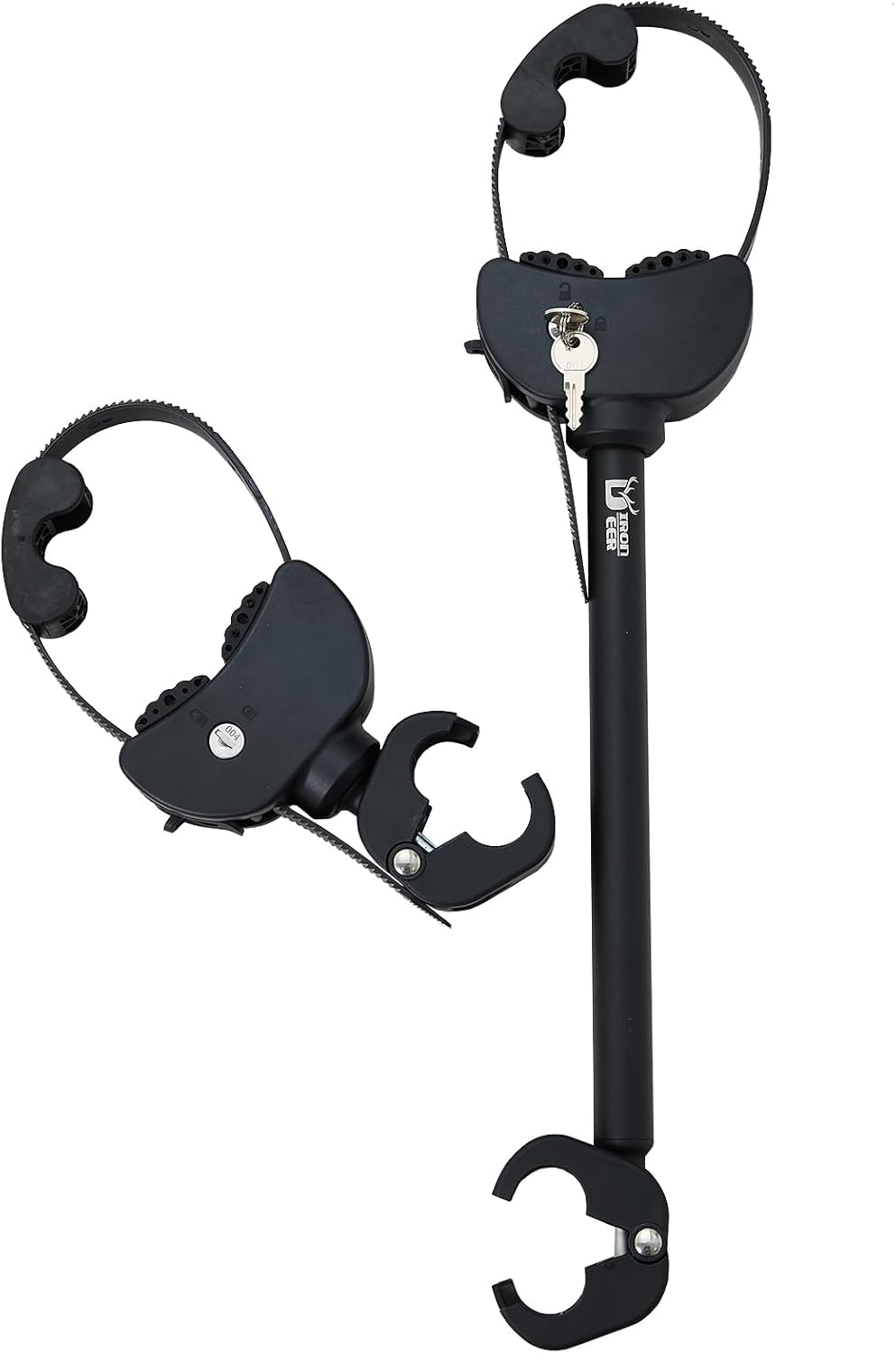 2-Pack Adjustable Lockable Ratchet Straps Frame Holders with Soft Rubber Padding and Keys for E-Bike Carriers and Bike Racks