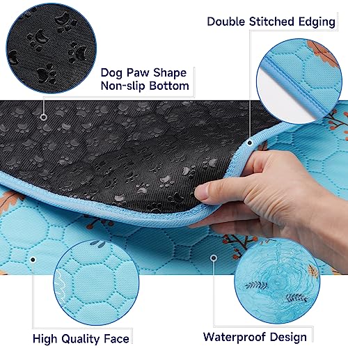 Sunheir 2 Pack Washable Guinea Pig Pee Pads, 24" x 48" Waterproof Reusable Guinea Pig Cage Liners, Absorbent Bedding Training Mat for Small Animal Guinea Pigs Rabbit Bunny Hamster - Sky Blue