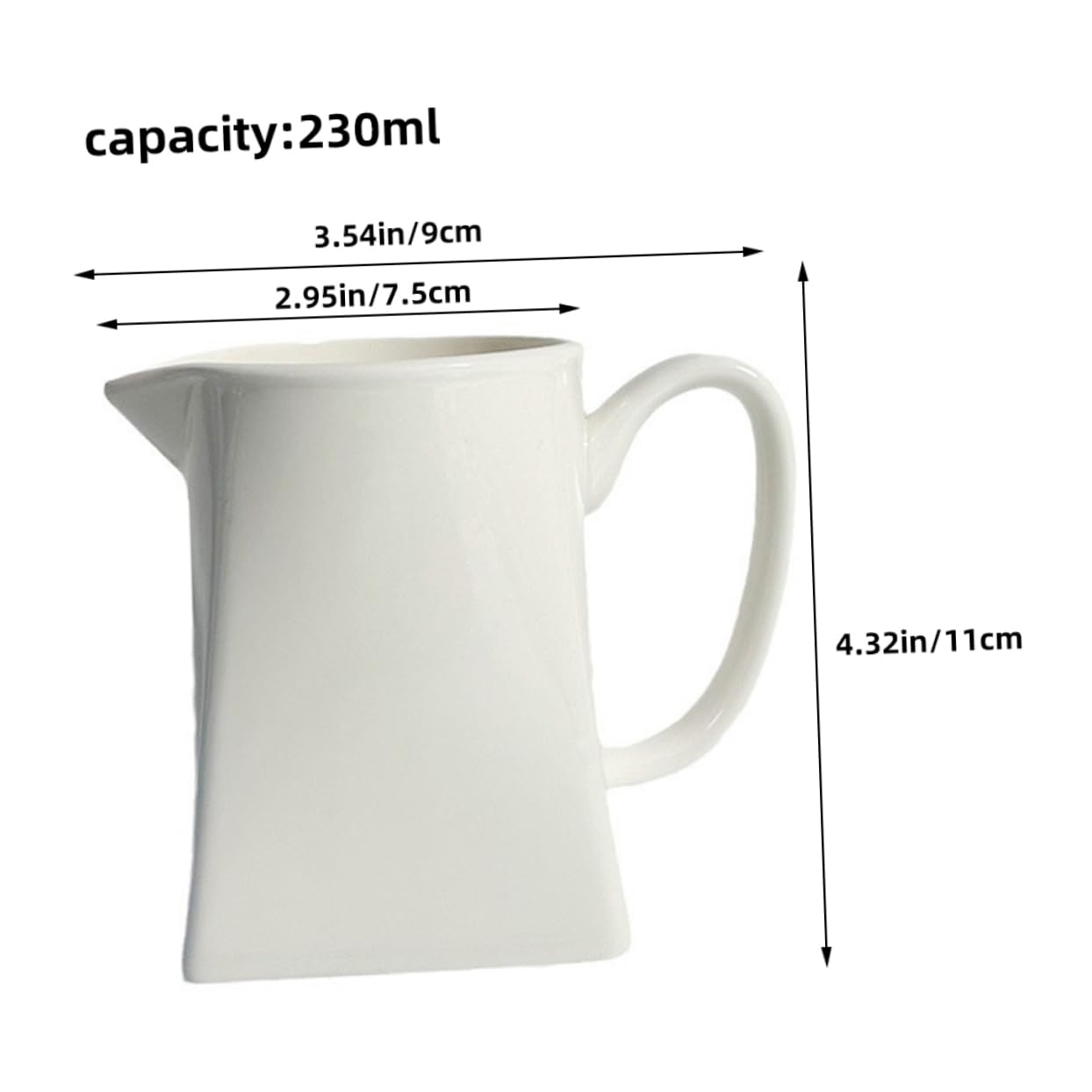 KICHOUSE Mini Ceramic Milk Jug 230ml White Porcelain Pitcher Coffee Tea Dispenser Milk Spout