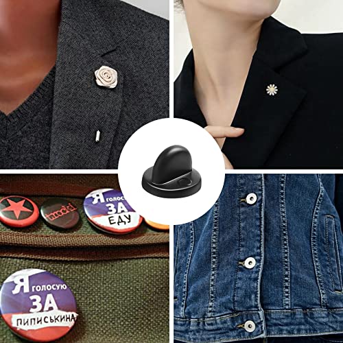 DUFEIMOY 60Pcs Rubber Pin Backs Locking, Locking Pin Backs with Storage Case, Pin Backs Pin Keepers for Brooch Tie Hat Badge Insignia, Black - Thumbnail 5