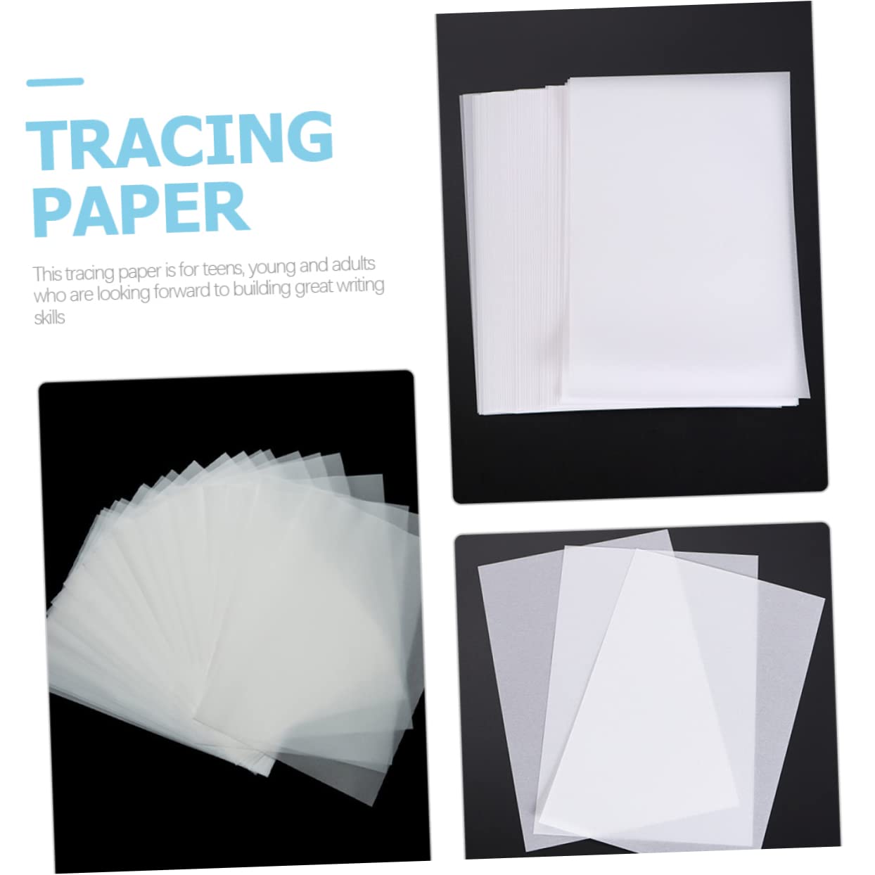 VILLFUL 300pezzi Traslucida Per Calligrafia e Disegno Per Tracing Per Pratica e Versatile Per Scrapbooking e Progetti Creativi