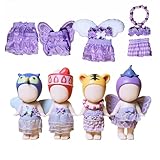 4 Sets of Doll Clothes for Sonny Angel, fit for 3 Inch Collectible Dolls for Adult Collectors, Includes Tops and Skirts for Display and Decoration（Purple）
