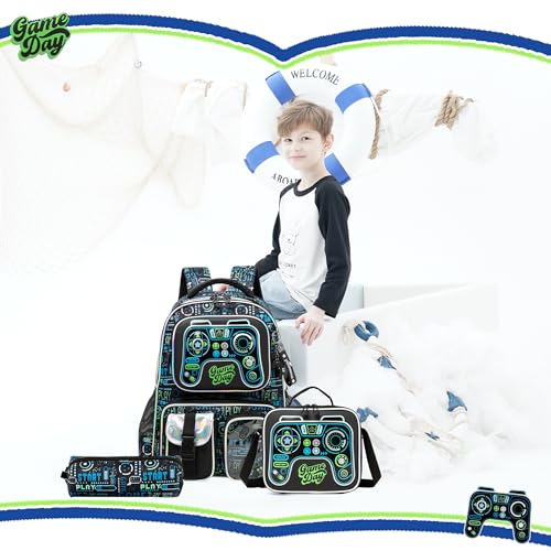 Meetbelify Backpacks for Boys School Backpacks for Elementary Students Ages 8-10 Kids Aesthetic Travel Backpack Laptop Bookbag with Lunch Box Pencil Case 3 in 1 Backpack Set for Boys by Meetbelify - Used condition - Image 6