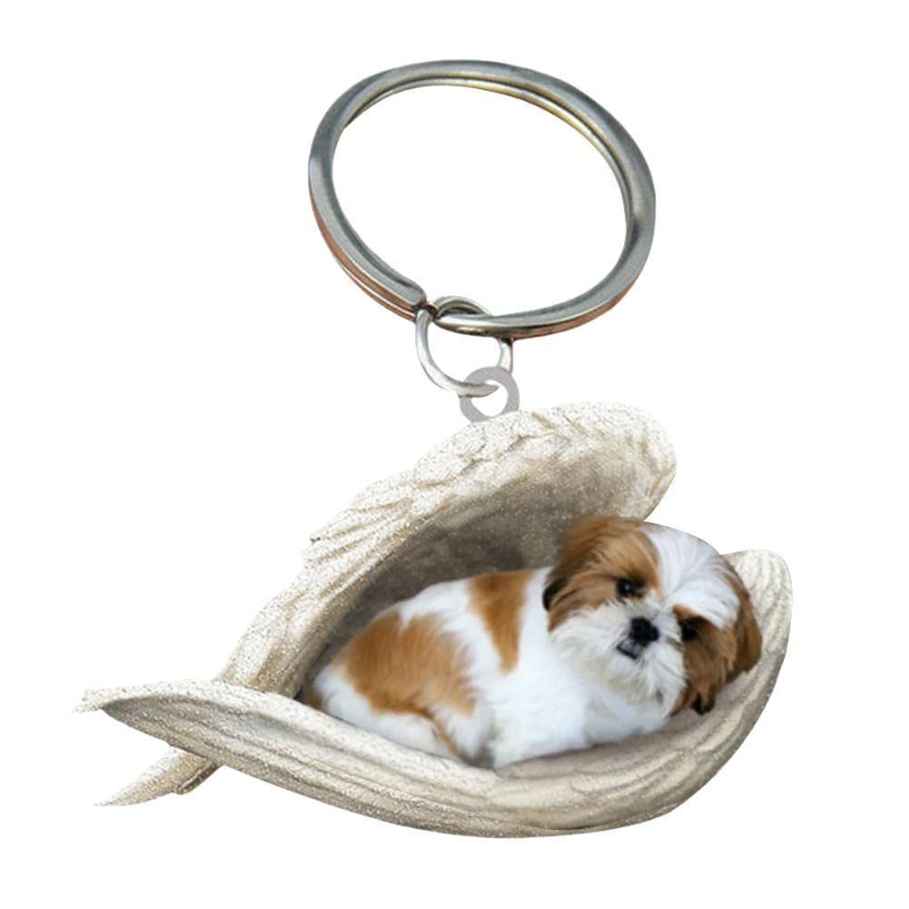 Sazj Shih Tzu Cute Sleeping Angel Dog Pendant,Dog Sleeping Angel Acrylic Keychain 2D Hanging Keychain Pendant Suitable For Cars, Backpacks, Christmas Trees, Birthday Gifts, Stationery Decoration