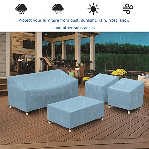 Mutushi Patio Furniture Cover Set 4 Piece Outdoor Furniture Cover Waterproof, Thicker Heavy Duty Lawn Outdoor Patio Furniture Set Covers -Twilight Blue #TOP4