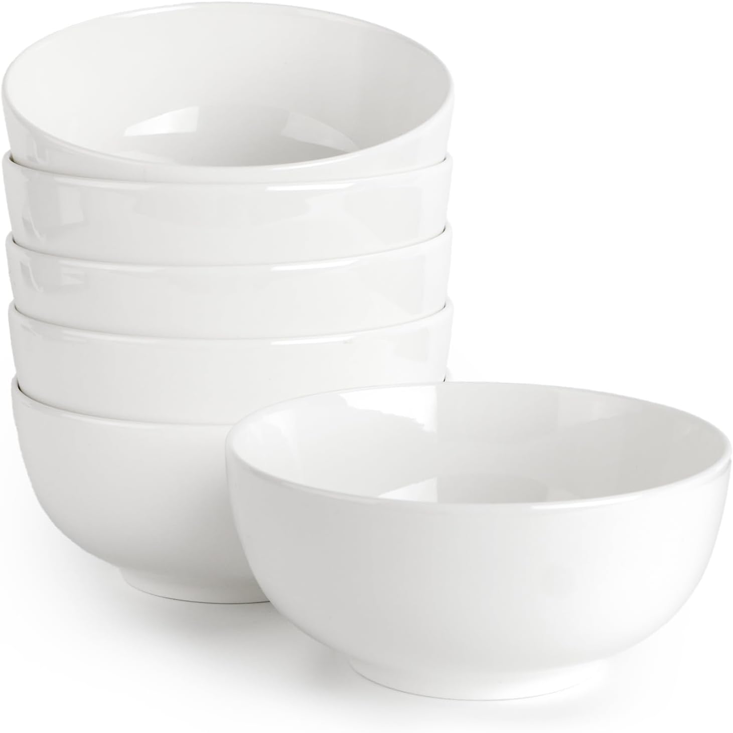DOWAN 22 OZ White Ceramic Bowls Set of 6 - Perfect for Soup Bowls for Kitchen, Cereal Bowl, Ramen Bowl, Dishwasher & Microwave Safe