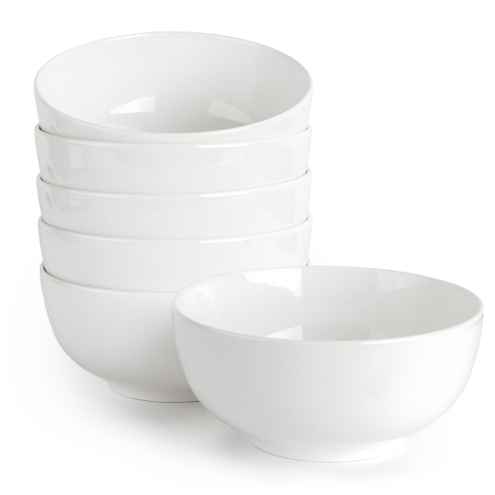 DOWAN 22 OZ White Ceramic Bowls Set of 6 - Perfect for Soup Bowls for Kitchen, Cereal Bowl, Ramen Bowl, Dishwasher &amp; Microwave Safe