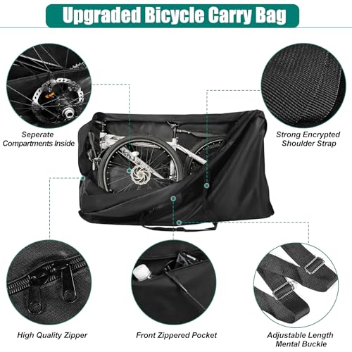 Bike Travel Bag Airplane for 26 inch to 29 inch Mountain Bicycle,Heavy Duty 840D MTB Bicycle Box Case with Strong Webbing for Air Travel Flights Waterproof,Bicycle Outdoor Storage Bag with Carry Bag - Thumbnail 4
