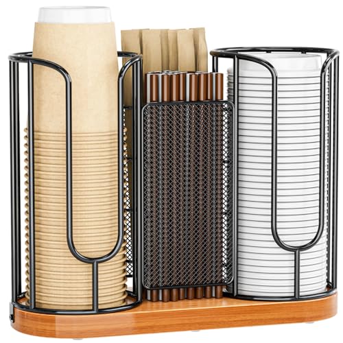 Coffee Cup and Lids Holder Organizer with Base