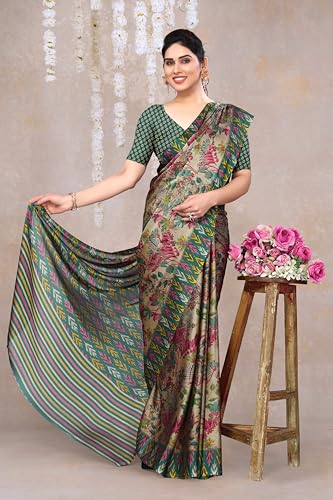 Image of MIRCHI FASHION Saree for Woman Chiffon Floral Printed | Breathable Lightweight Summer Sari for Office and Home Use with Blouse Piece (Available in 20 Colors)