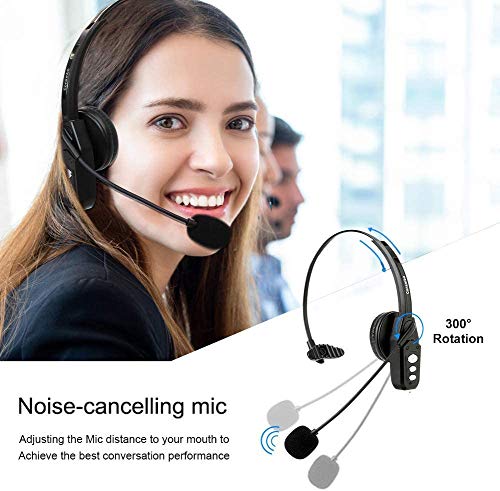 Bluetooth Headset V5.0, Pro Wireless Headset High Voice Clarity with Noise Canceling Mic for Cell Phone Trucker Engineers Business Home Office-JBT800