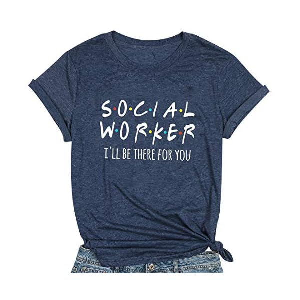 Social-Worker-T-Shirt-Women-Funny-Letter-Print-Graphic-Tees-Shirt-Casual-Short-Sleeve-Tops-Shirt-Coworker-Gift Social Worker T-Shirt Women Funny Letter Print Graphic Tees Shirt Casual Short Sleeve Tops Shirt Coworker Gift (L, Blue)