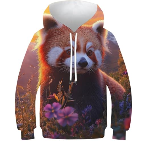 Sweat panda roux coucher de soleil enfant - Idéal pour l'école et les sorties 10-12 ans