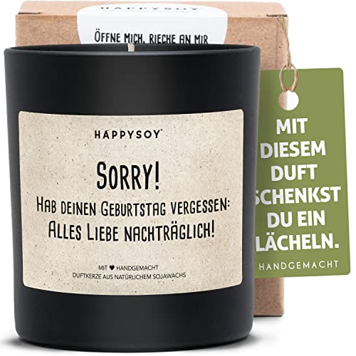 Geburtstag nachträglich Duftkerze im Glas mit Spruch aus Soja - natürlich handgemacht - nachhaltige persönliche Geschenkidee sorry Geschenk Geburtstagsgeschenk verspätete Glückwünsche Geburtstag nachträglich Duftkerze im Glas mit Spruch aus Soja - natürlich handgemacht - nachhaltige persönliche Geschenkidee sorry Geschenk Geburtstagsgeschenk verspätete Glückwünsche