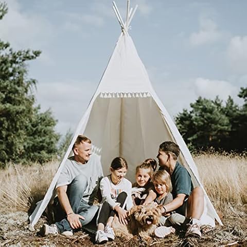 MINICAMP Outdoor Teepee Tent for Adults and Kids Teepee 7 ft Tall - Large Adult Size Teepee for Picnic, Sleepover Parties, and Celebrations! Cover