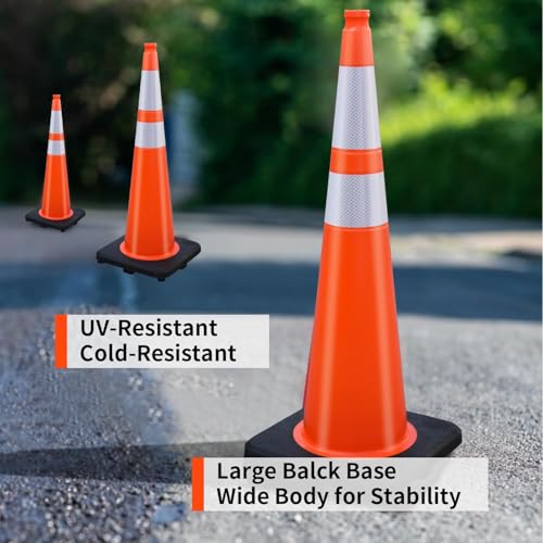 Image of BESEA 4 Pack 36 Inch Large Traffic Cones with Wide Weighted Base