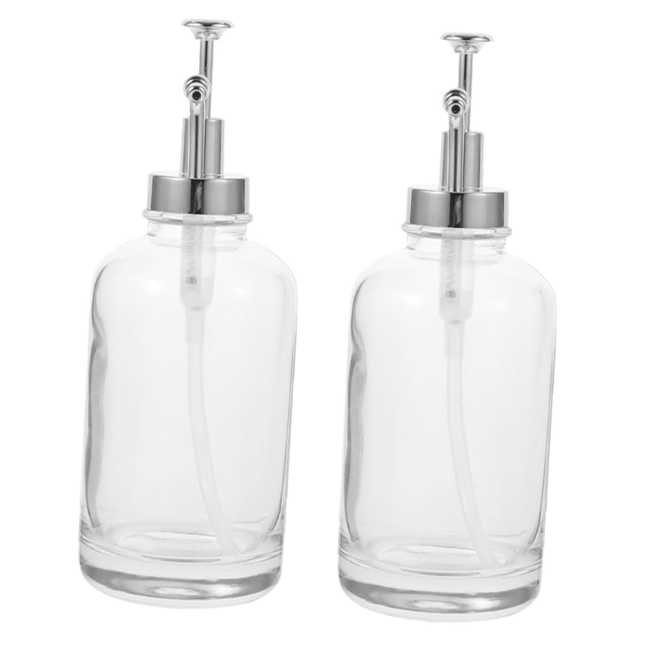 Gadpiparty Lot De 2 Distributeurs à Pompe Pour Sirop Café En Verre Pompe Inox Et Pp, Doseur Multi-usages Cuisine Et Bar, Design Argenté Pour Usage Domestique Et Professionnel