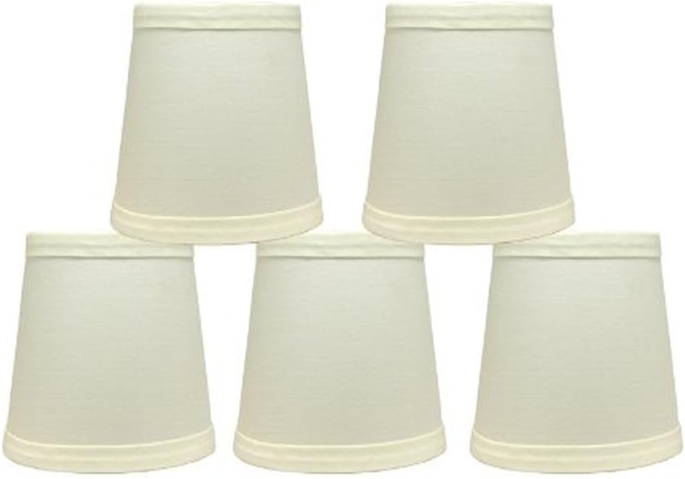 Urbanest Cotton Chandelier Lamp Shades, 4-inch, Hardback,Eggshell, Clip On(Set of 5)