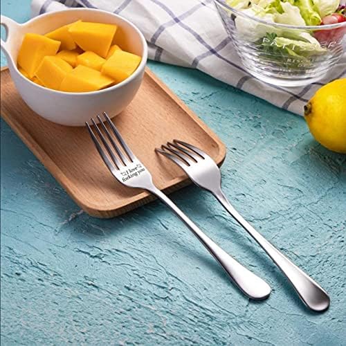 Twaynorb Engraved Fork - Best Funny Gift For Loved One, I forking Love You Fork in Gift Box, Carving Fork, Stainless Steel Dinner Forks (A)