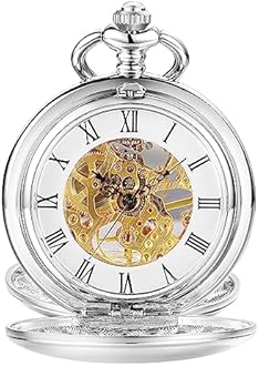 ShoppeWatch Men’s Pocket Watch with Chain | Hand Winding Vintage Pocket Watch | Classic Mechanical Movement Pocketwatch | 1920s Railroad Steampunk Costume Accessory