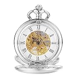 Herren Taschenuhr mit Kette | Handaufzug Vintage Taschenuhr | Klassische Mechanische Bewegung Taschenuhr | 1920er Jahre Eisenbahn Steampunk Kostüm Zubehör – Bild 2