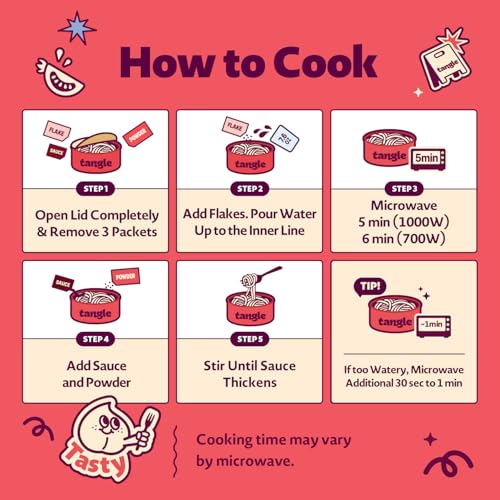 Image of Samyang Tangle Chunky Tomato Pasta Bowl | By the Maker of Buldak Ramen | Linguine Pasta | Mukbang | 15g of Protein | 6g of Fiber | Chick Pea based | Easy Prep | Convenient | 6 Bowls