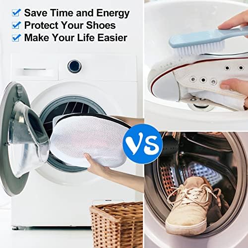 Vivifying Shoe Washing Machine Bag, Set of 3 Mesh Shoes Laundry Bag, Trainer Washing Machine Bag with Zip Closure for Sneakers, Socks, Bras