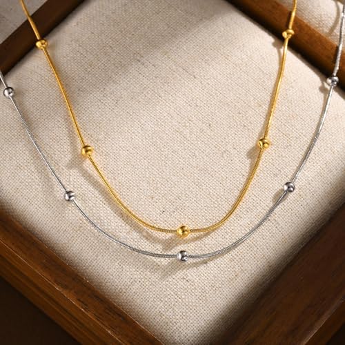 Jude Jewelers Stainless Steel Classic Plain Beaded Snake Chain Necklace4