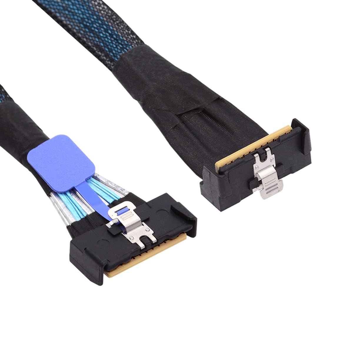 cablecc Mini Cool Edge IO MCIO Angled PCI-E 5.0 PCI-E Slimline SAS 8i 74Pin Male to 74Pin MCIO Male Extender Cable 35cm