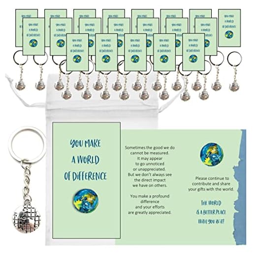 Smiling Wisdom - 20 Bulk Gifts - World of Difference - Employee Mini Appreciation Greeting Cards and Keepsake Gift Sets - 60 Pieces (Silver World)