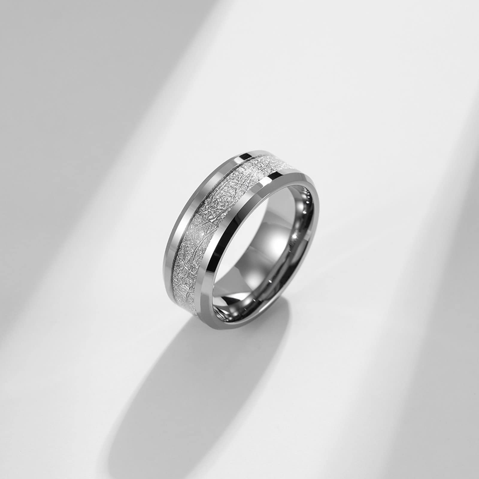 AmDxD Collar para parejas de tungsteno, 2 unidades, colgante de fibra de carbono, colgante de cadena de plata para mujer y hombre, ancho 8 mm, longitud de la cadena: 50 cm, 60 cm, tungsteno, Sin