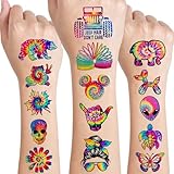 12 Sheets Tie Dye Temporary Tattoos for Kids, Tie Dye Birthday Party Supplies Decorations Cute Colorful Graffiti Fake Tattoos Party Favors for Boys Girls Children Goodie Bag Fillers Party Game Gifts