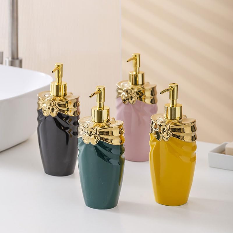 Seifenspender-Flasche mit Pumpe, nordischer Keramik-Seifenspender, Duschgel, Shampoo-Flasche, Hotel, Badezimmerzubehör, modische Handseifenflasche, Lotion-Flasche, Schwarz A