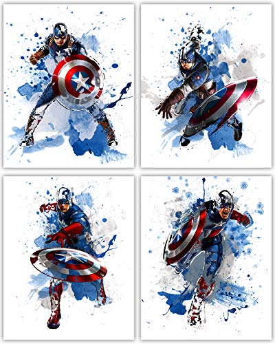 Captain America Wall Decor Collection - The First Avenger in our Wall Art Movie Poster Print Series - Set of 4 8x10 Photos